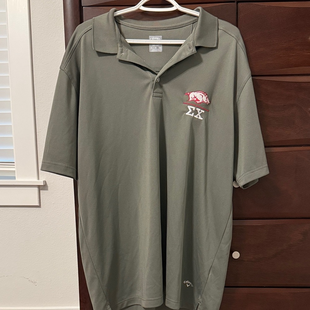 Callaway Gray Polo with Embroidered Logo